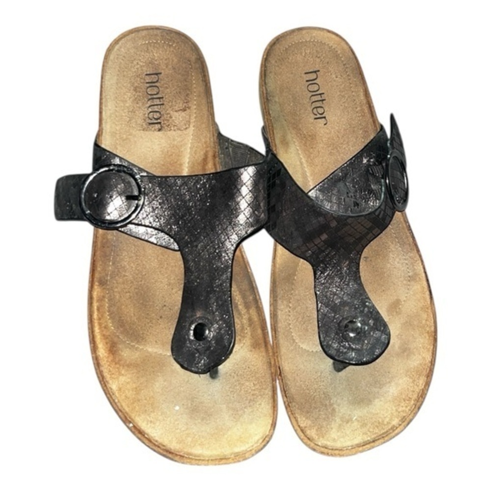Hotter Black Sandals with Cushioned Footbed size 8